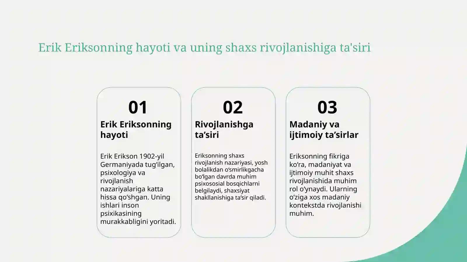 E.Eriksonning shaxs taraqqiyoti konsepsiyasi 3
