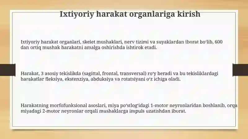 Ixtiyoriy harakat organlariga umumiy morfo-funksional tavsif 3