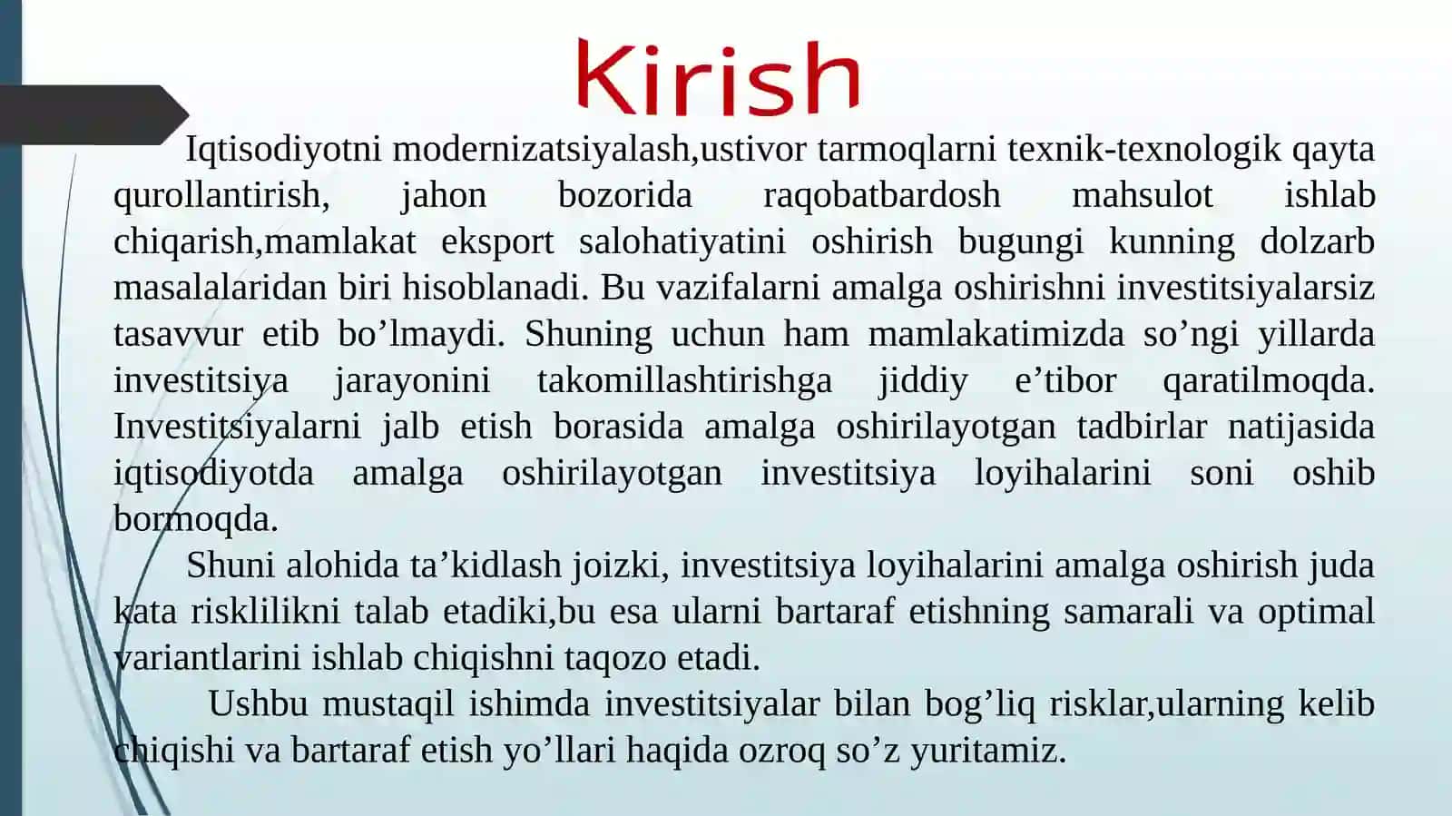 Investitsiyariskini kamaytirish yo’llari 3