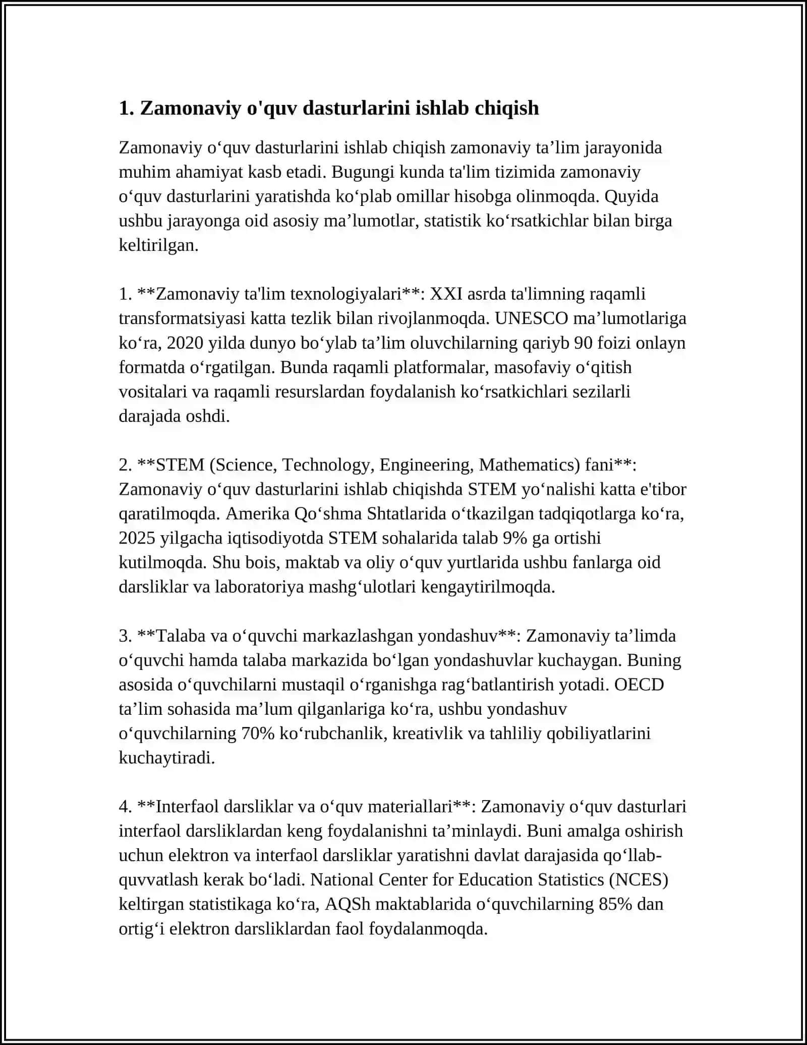 UZLUKSIZ TA'LIM TIZIMIDA FANLARNI O'QITISHNING ZAMONAVIY KONSEPSIYASI 3