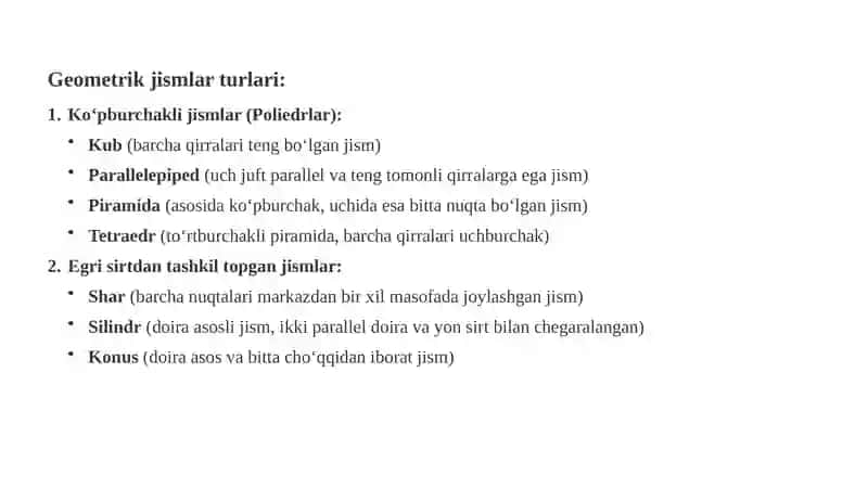 Geometrik jismlarga kirish 3