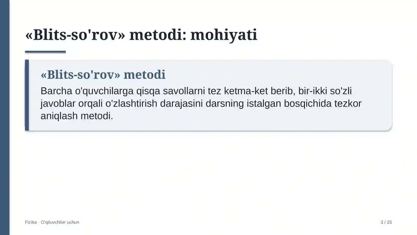 fizika darslarida blits so'rov metodidan foydalanish 2820 3