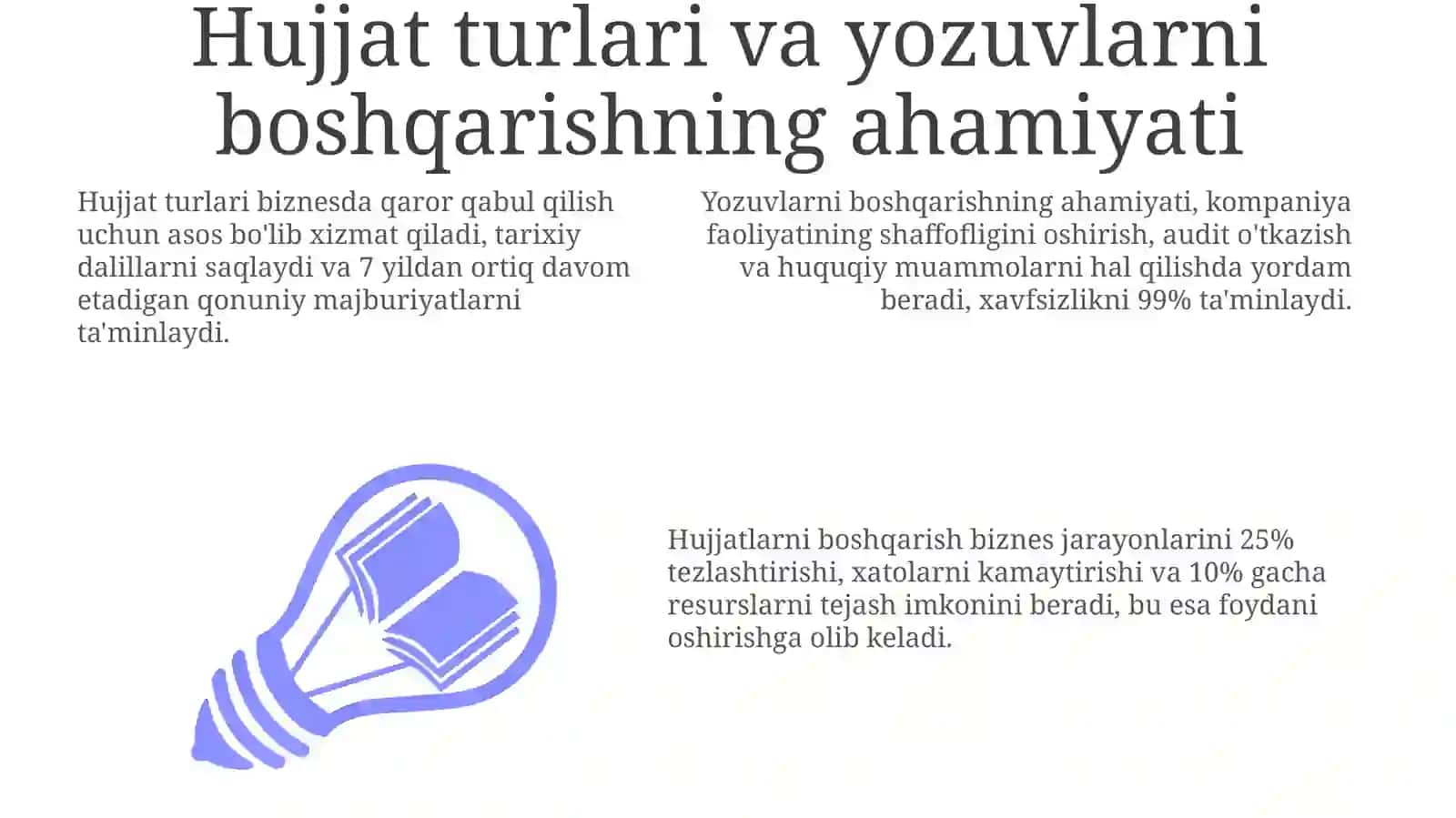 Hujjat turlari va yozuvlarni boshqarishning ahamiyati 3