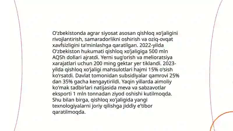 O'zbekistonda agrar sektorning rivojlanishi 3