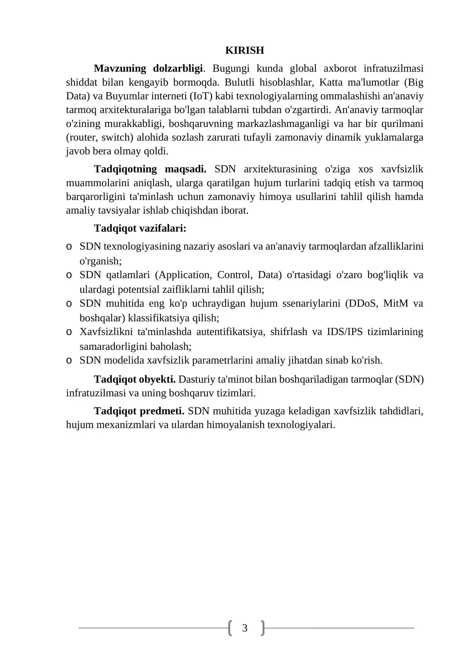 SDN (SOFTWARE DEFINED NETWORKING) XAVFSIZLIK MUAMMOLARI 3