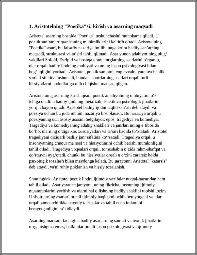 ARISTOTELNING POETIKA ASARINI OʻRGANISH SHARHI YOZISH 3