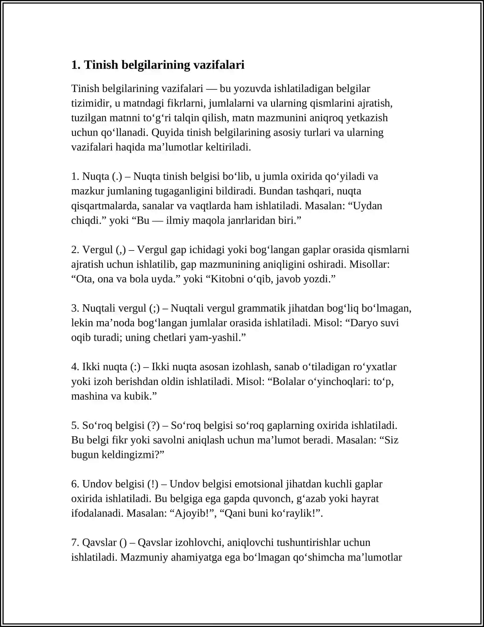 TINISH BELGILARI BILAN ISHLASH 3