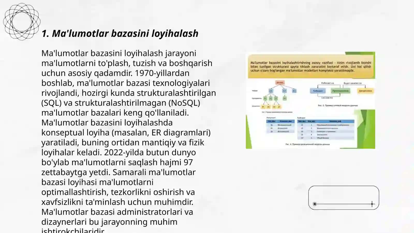 Tibbiyotda malumotlar bazasi loyihalashtirish mutaxassi shifokorning malumotlar bazasini boshqaruvchi tizimlar 3