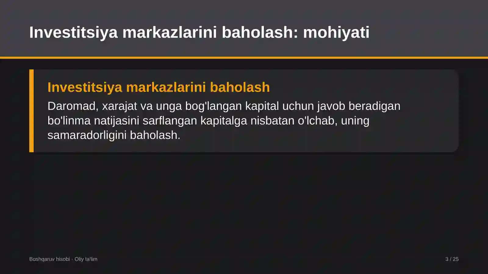 Loyiha institutlarida investitsiya markazlari faoliyatini baholash 3