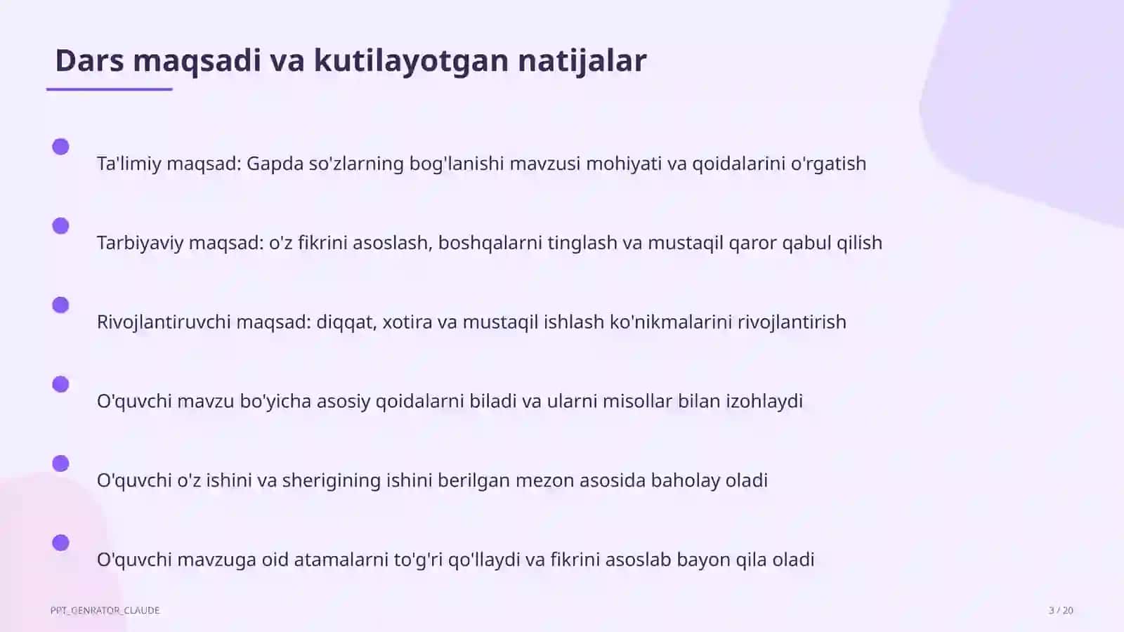 Gapda so'zlarning bog'lanishi (2-sinf) 3