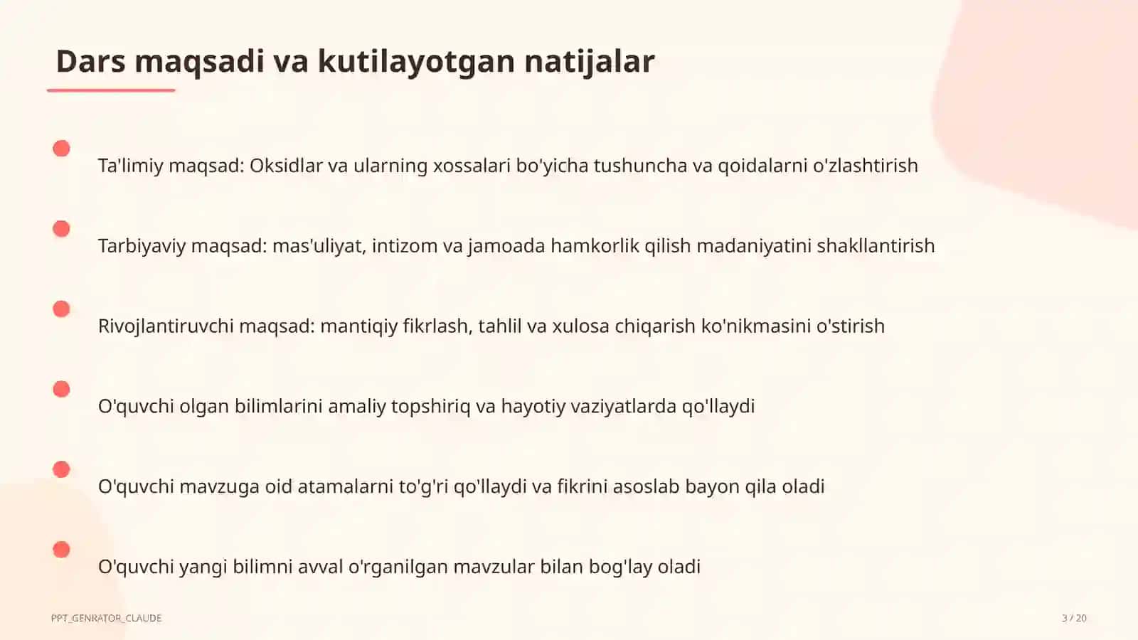 Oksidlar va ularning xossalari (8-sinf) 3