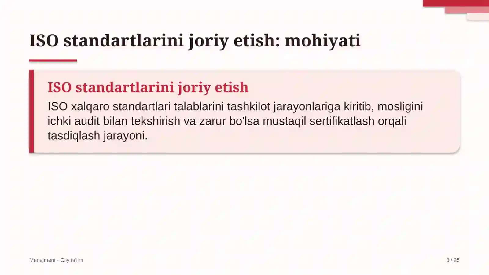 yo'l xo'jaligida iso standartlarini joriy etish 6951 3