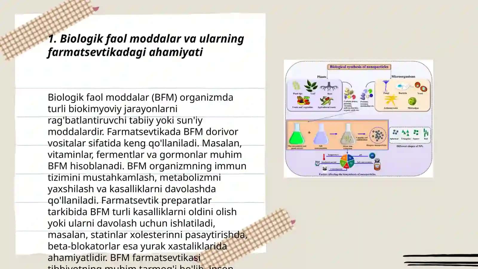 Farmatsevtika va nutritsevtikada biologik faol moddalar oʻrni 3
