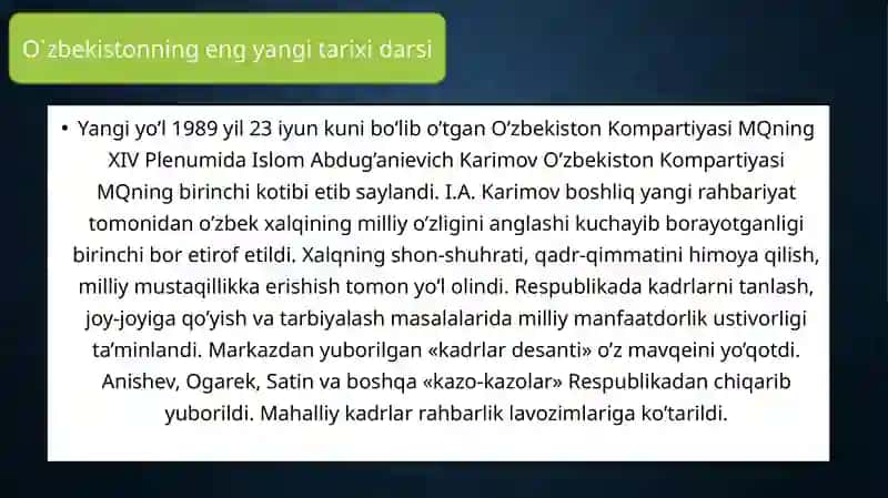 Mustaqil O’zbekiston Respublikasining tashkiltopishi va uning tarixiy ahamiyati 3