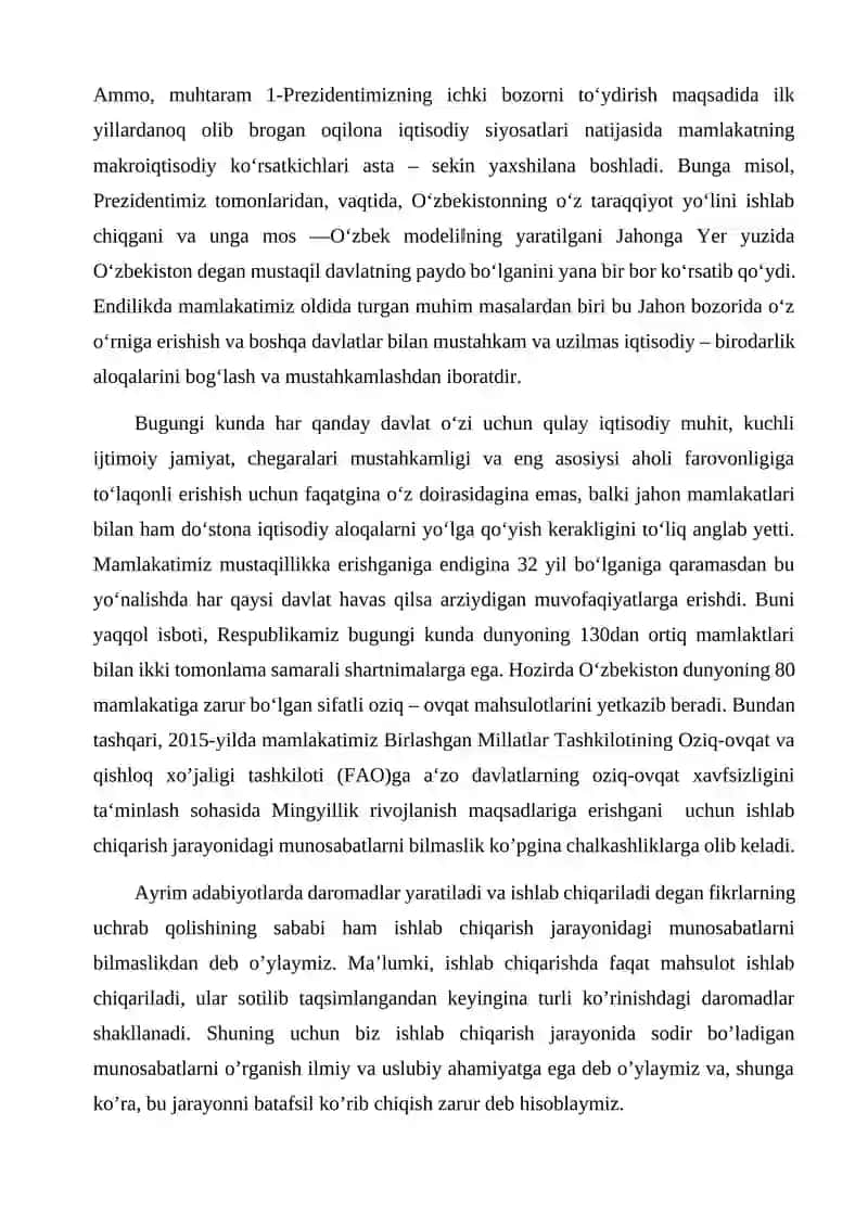 O’zbekistonning Jahon bozoriga kirib borish muammolari 3