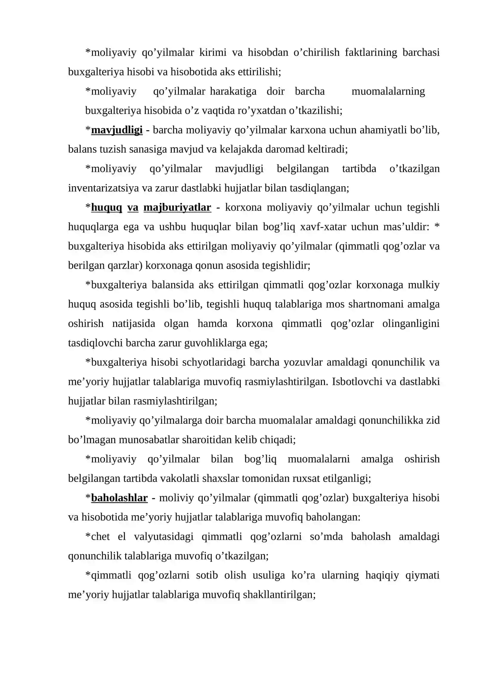 Moliyaviy qo’yilmalar (investitsiyalar) auditi 3