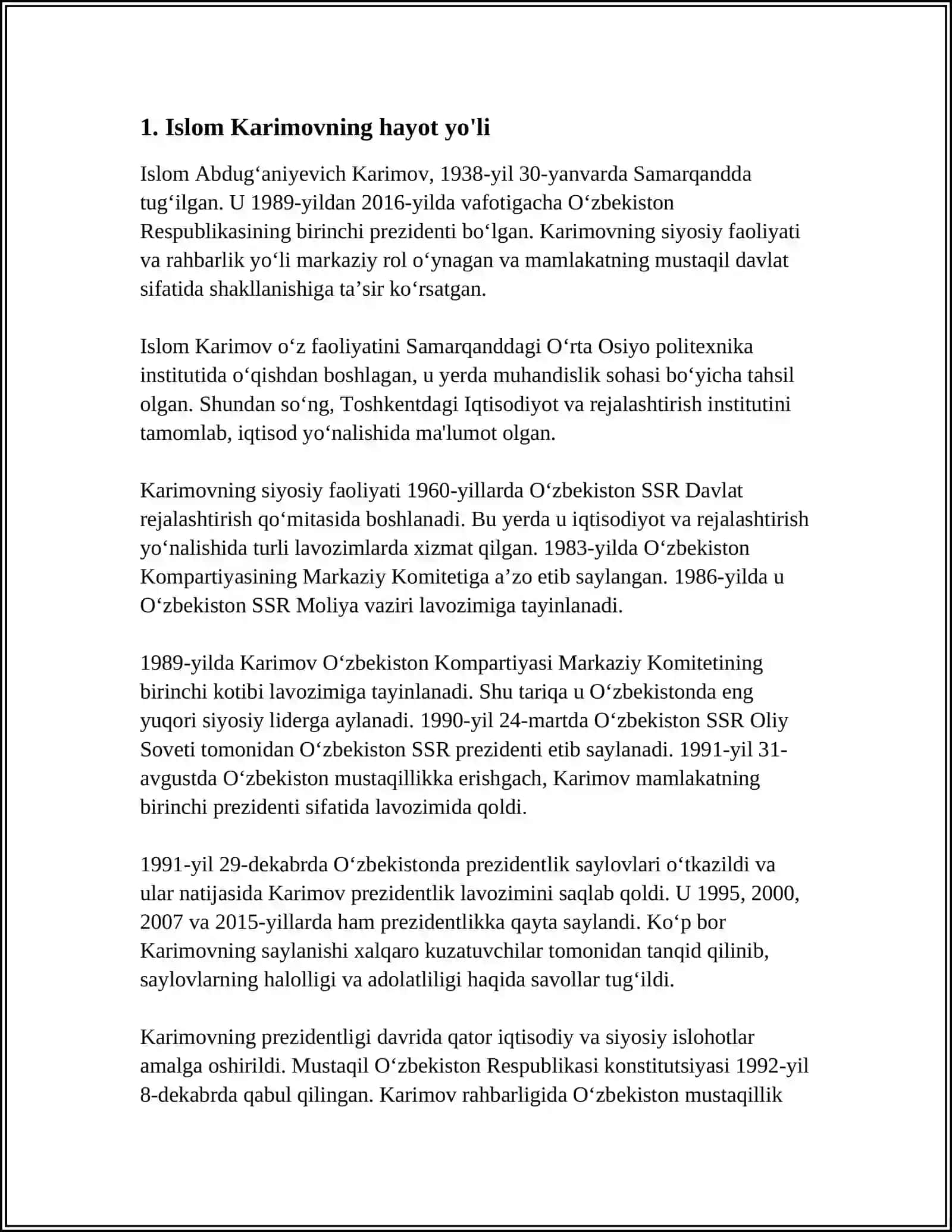 ISLAM KARIMOV OZBEKSTANIN BIRINSHI PREZIDENTI 3