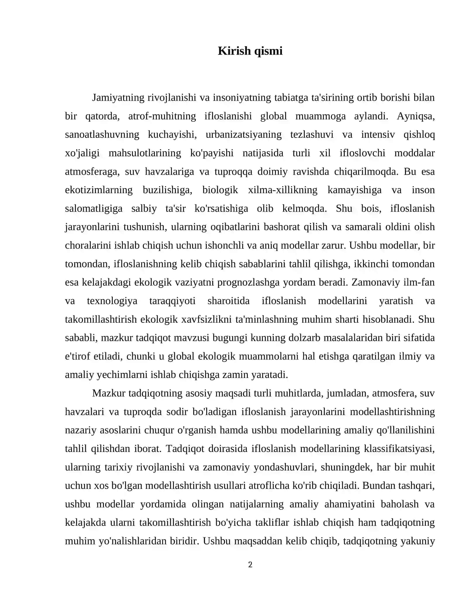 Ifloslanish modeli 3