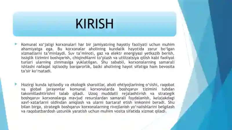 Komunal xo‘jaligi korxonalarining strategik boshqaruvini ishlab chiqish 3