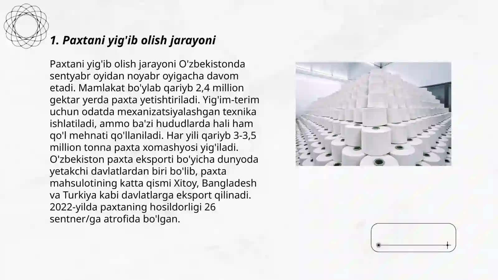 Tanda va arqoq iplarining tōquvchilikka tayyorlash jarayonlari 3