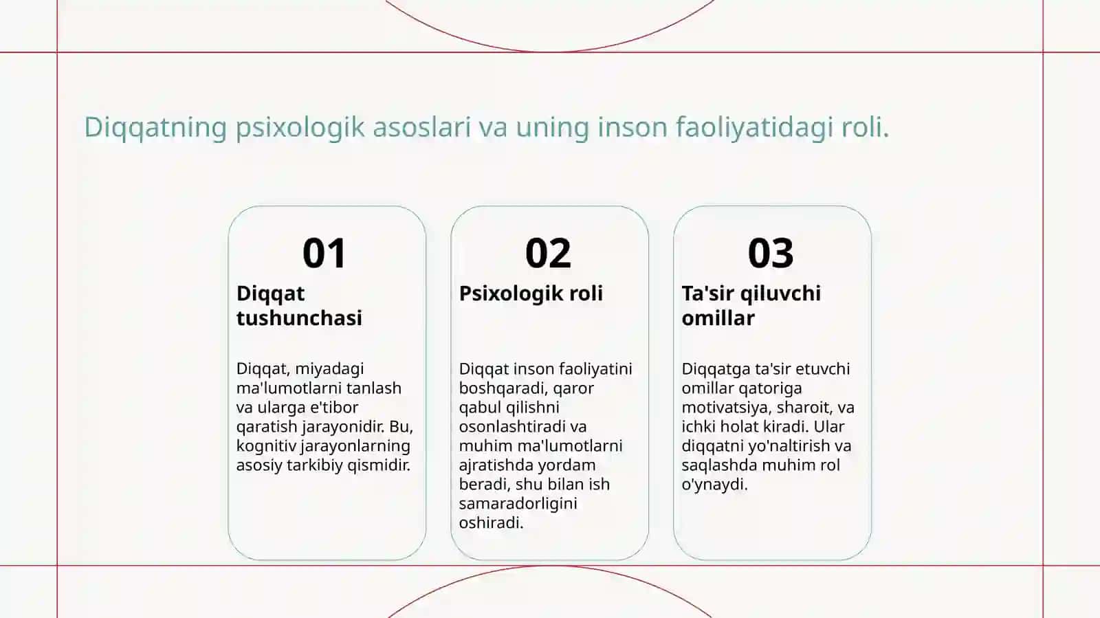 Diqqat va uning nerv fiziologik asoslari. Sezgilar haqida tushuncha va uning qonuniyatlari 3