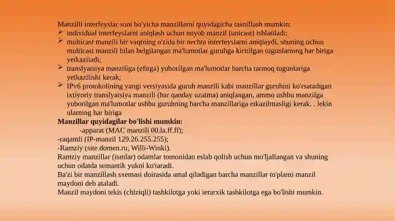 Ip tarmog‘ida adreslash 3