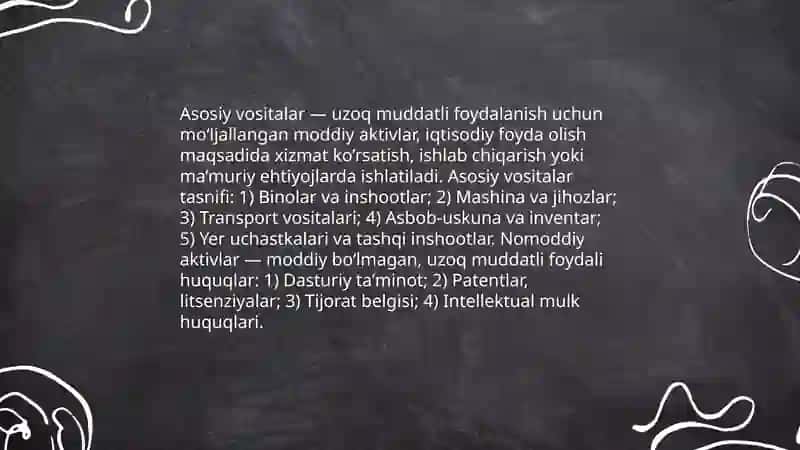 Asosiy vositalar va nomoddiy aktivlar hisobi 3