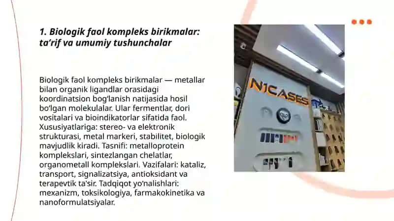 Biologik faol kompleks birikmalar 3