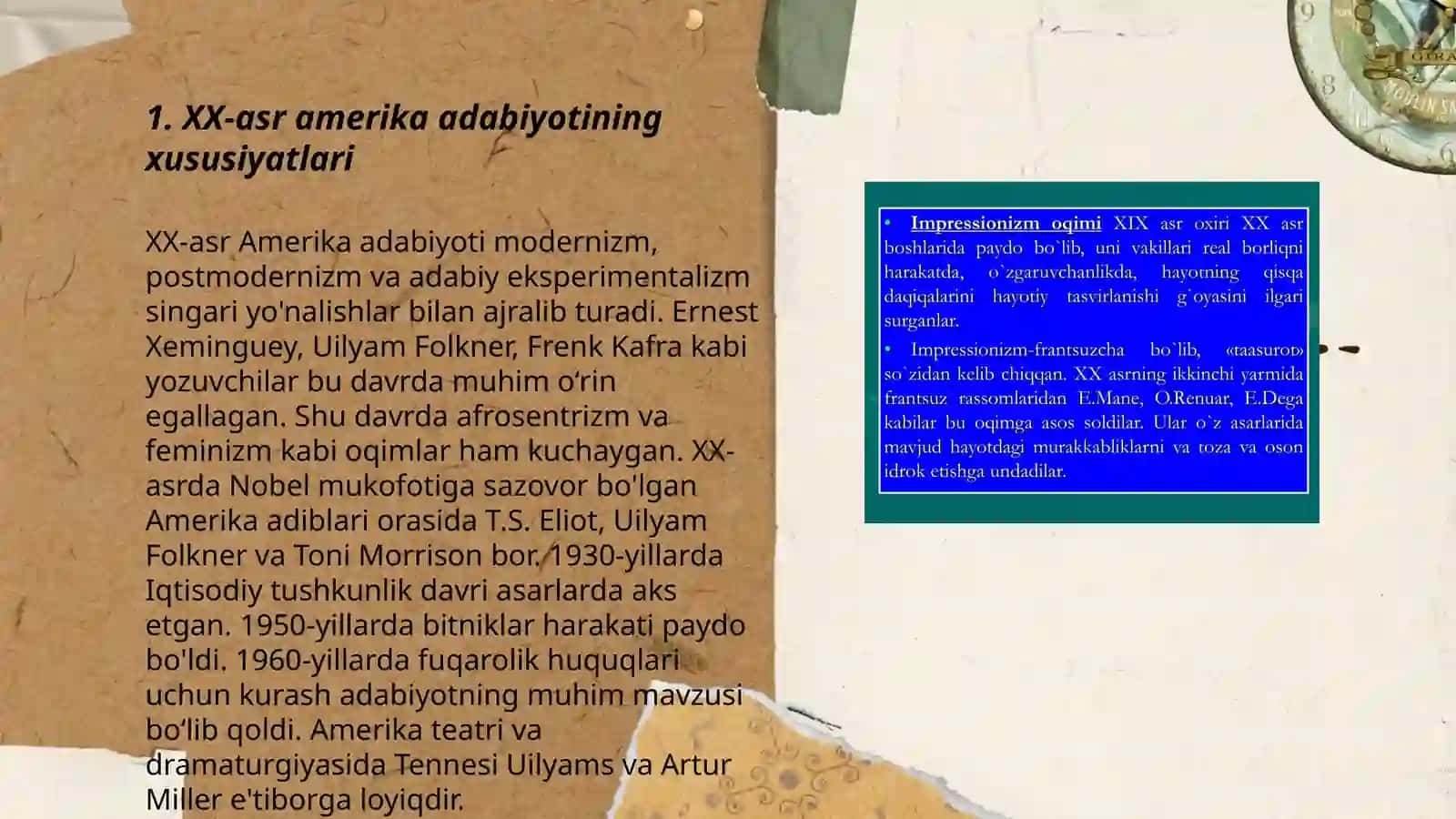 XX-ASR AMERIKA ADABIYOTI VA MODERNISTIK OQIMLAR 3