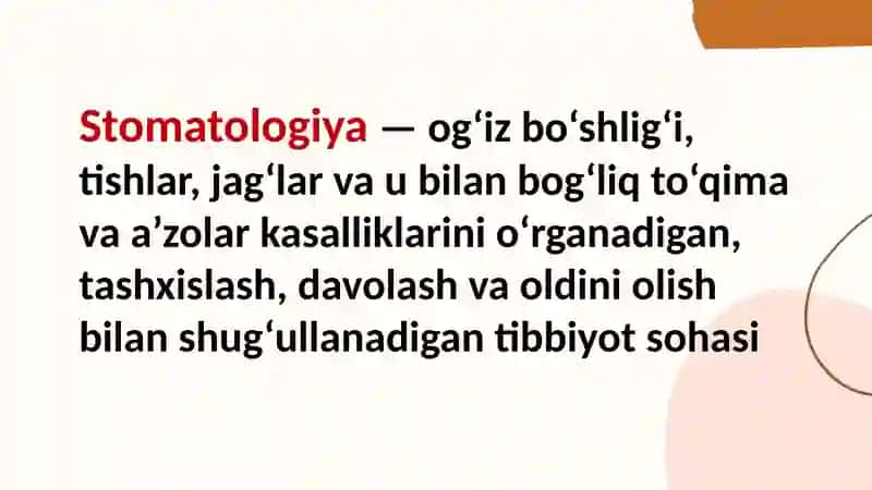 Yuz jagʻ sohasini tekshirish asoslari, stomatologik bemorlarni tekshirish usullari 3