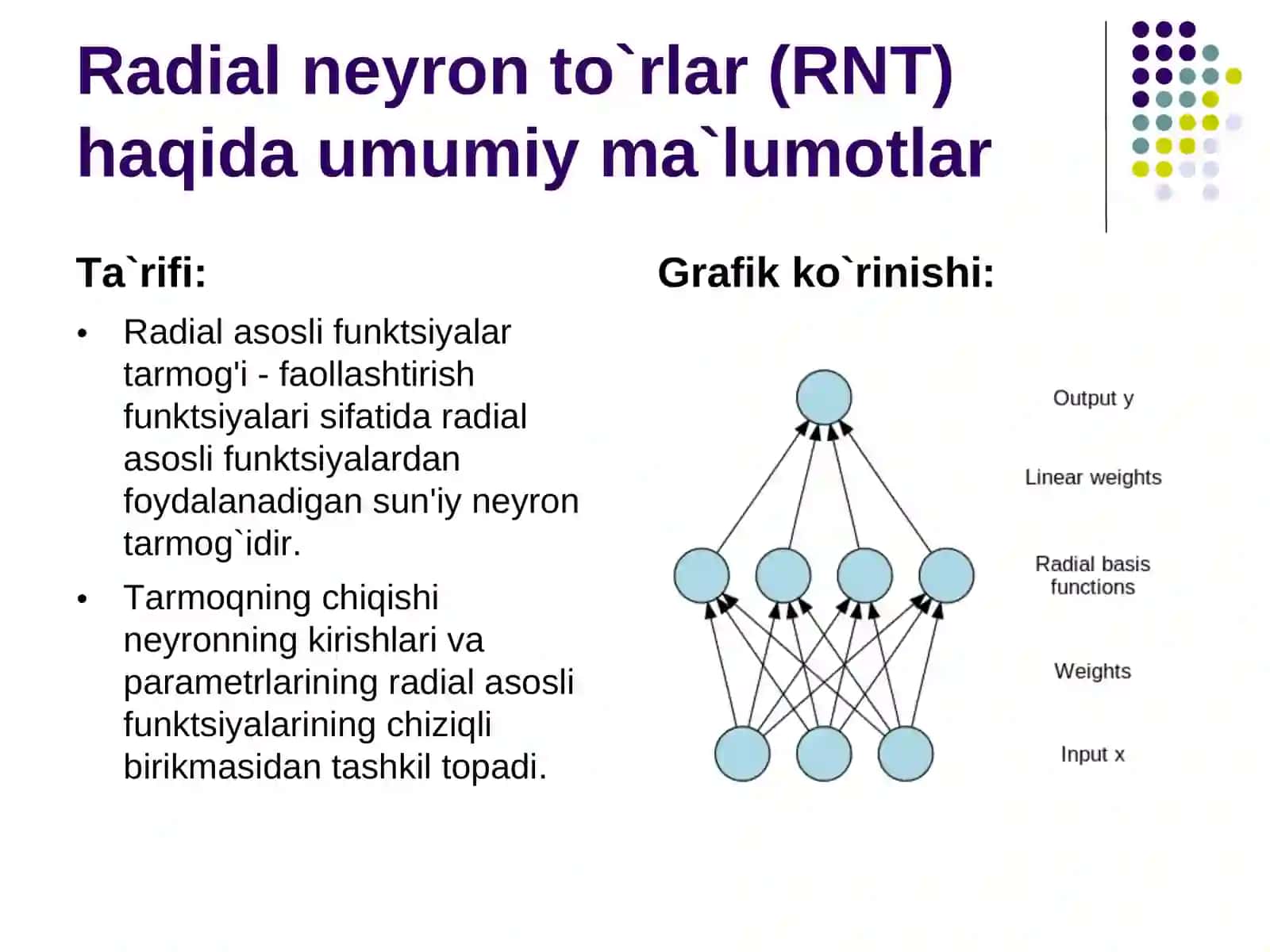 Radial neyron to`rlar 3