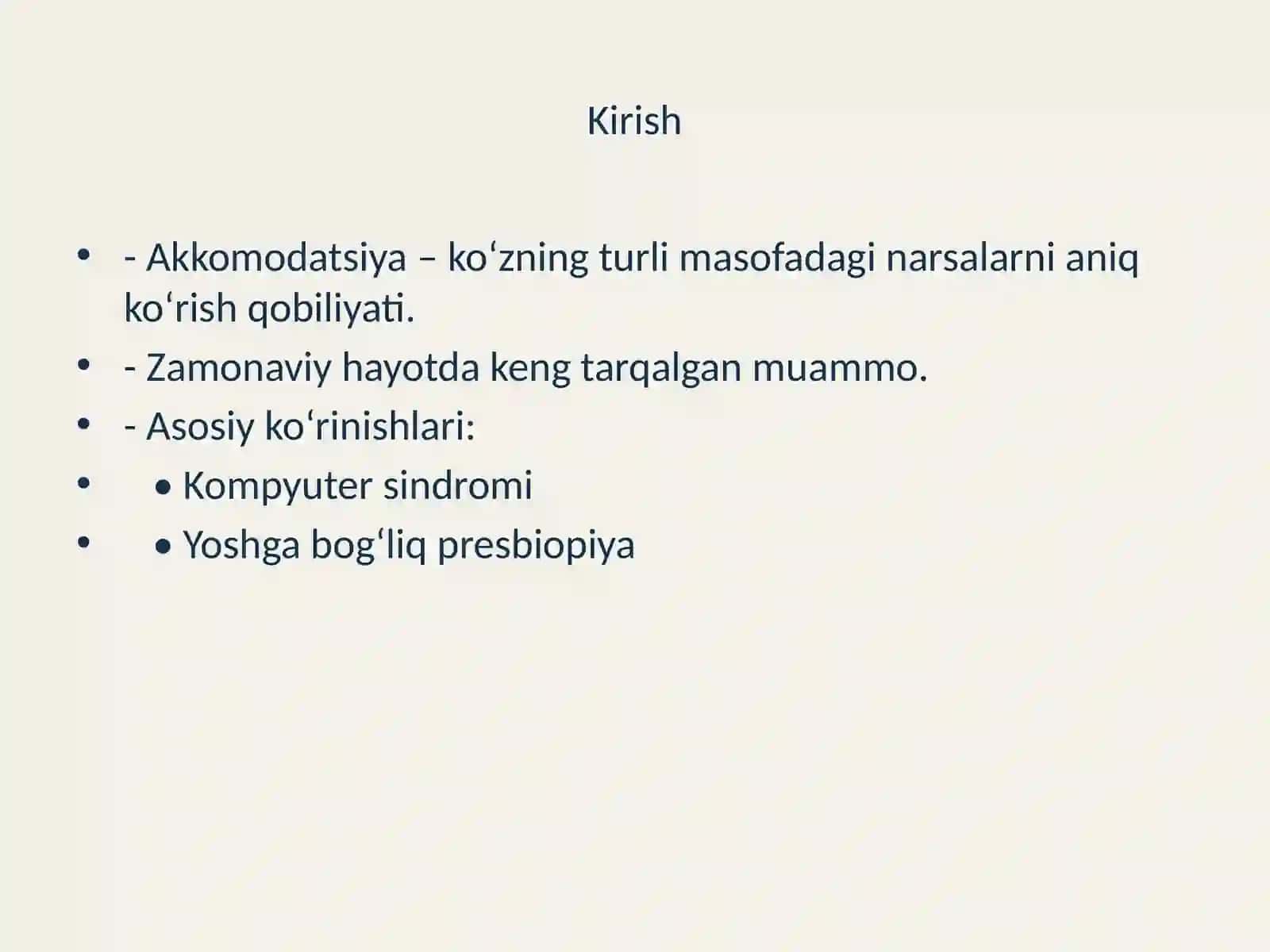 Akkomodatsiya buzilishlarining zamonaviy nazariyasi 3