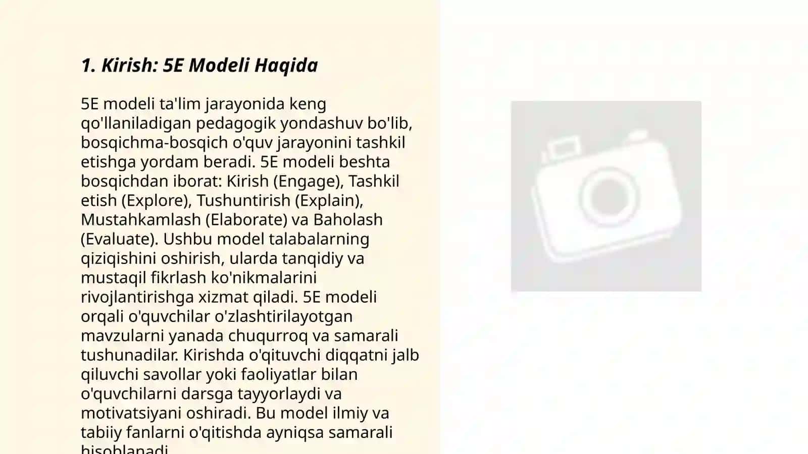 5 E modeli bo’yicha Taqdimot 3