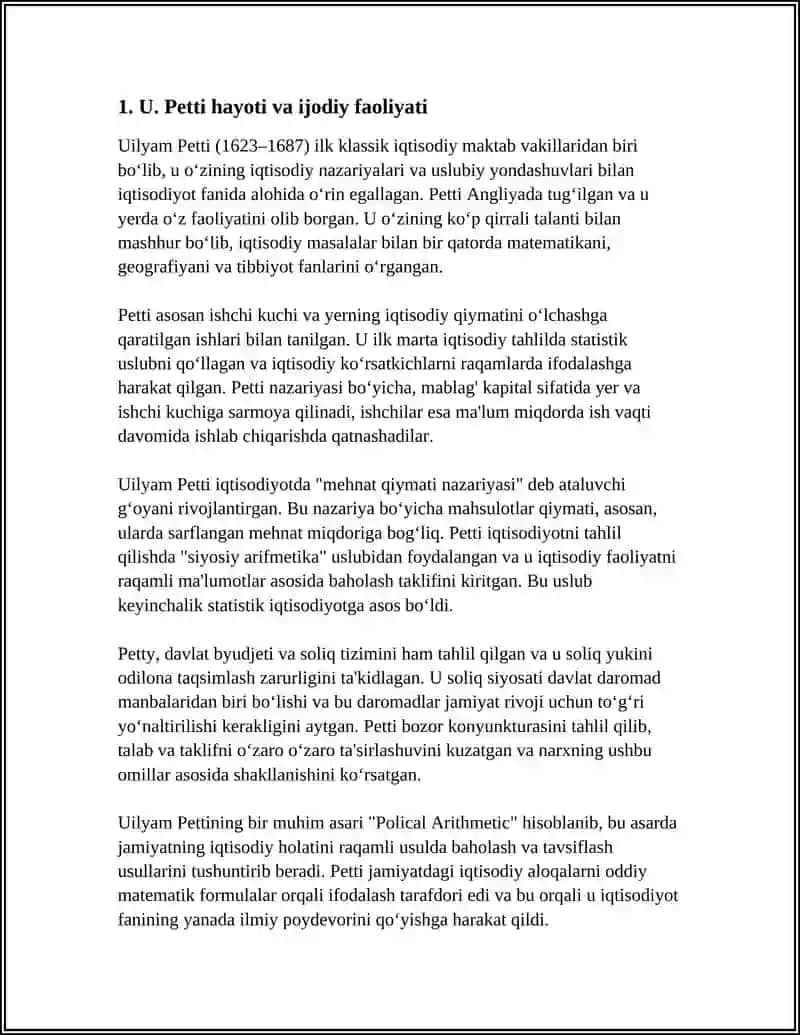 ILK KLASSIK IQTISODIY MAKTAB. U. PETTI 3