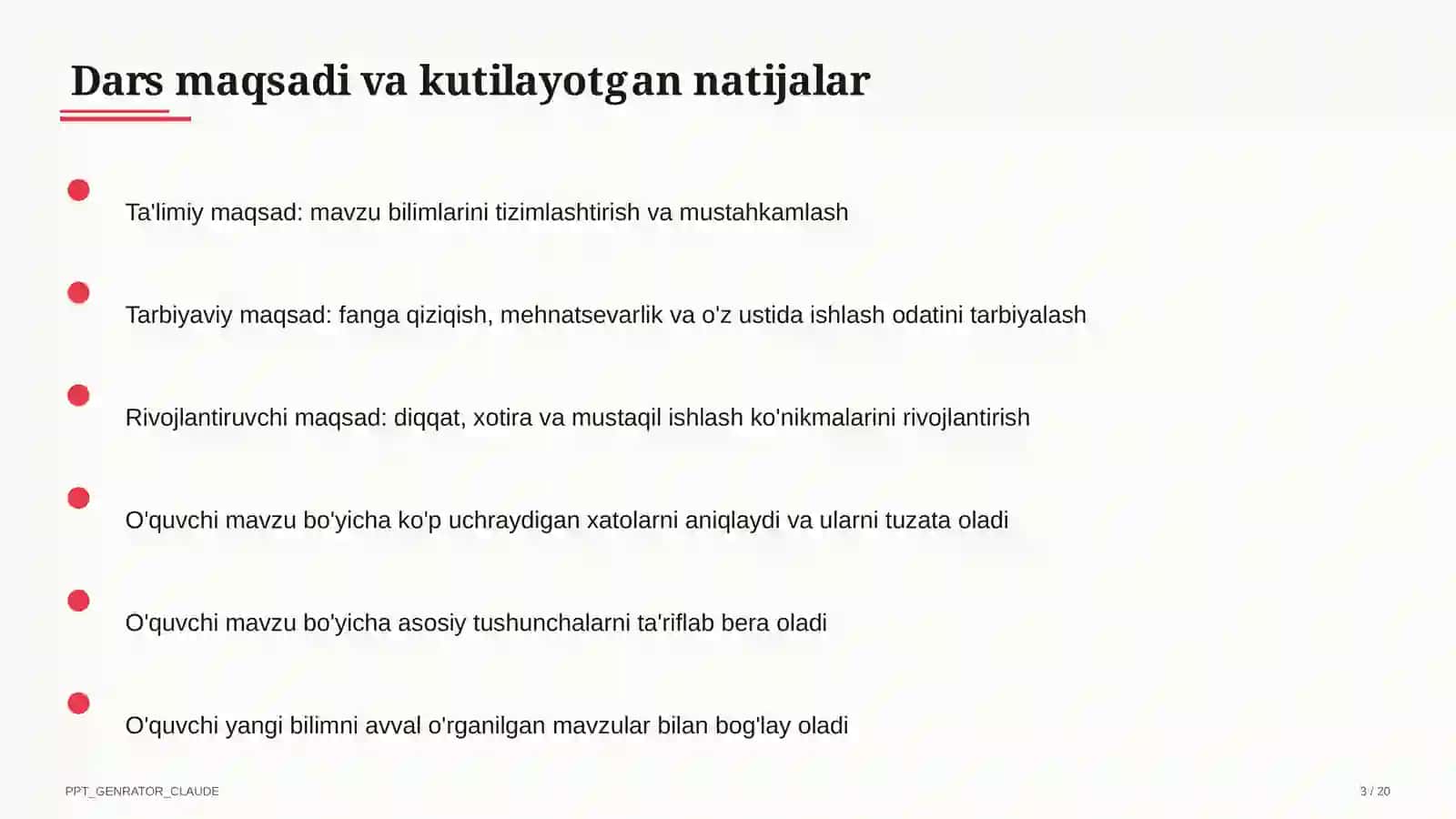 Dars rejasi 3