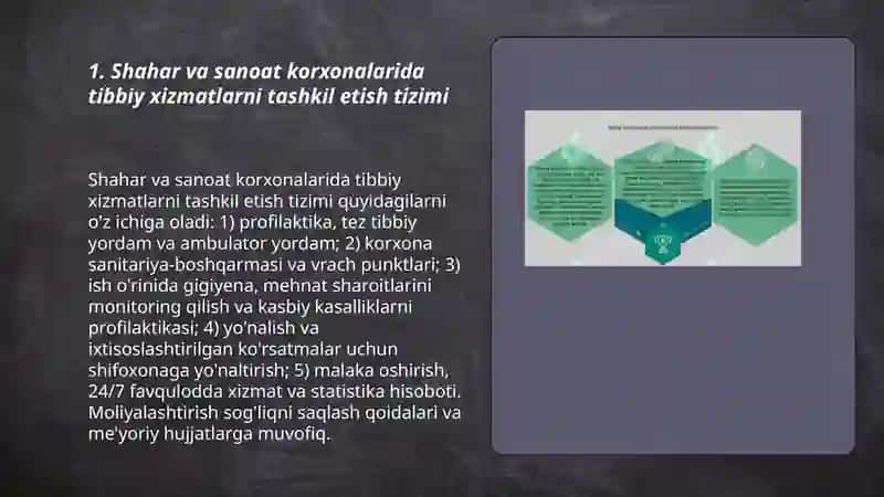 Shahar aholisi va sanoat korxonalari ishchilariga tibbiy yordam korsatishni tashkil qilish 3
