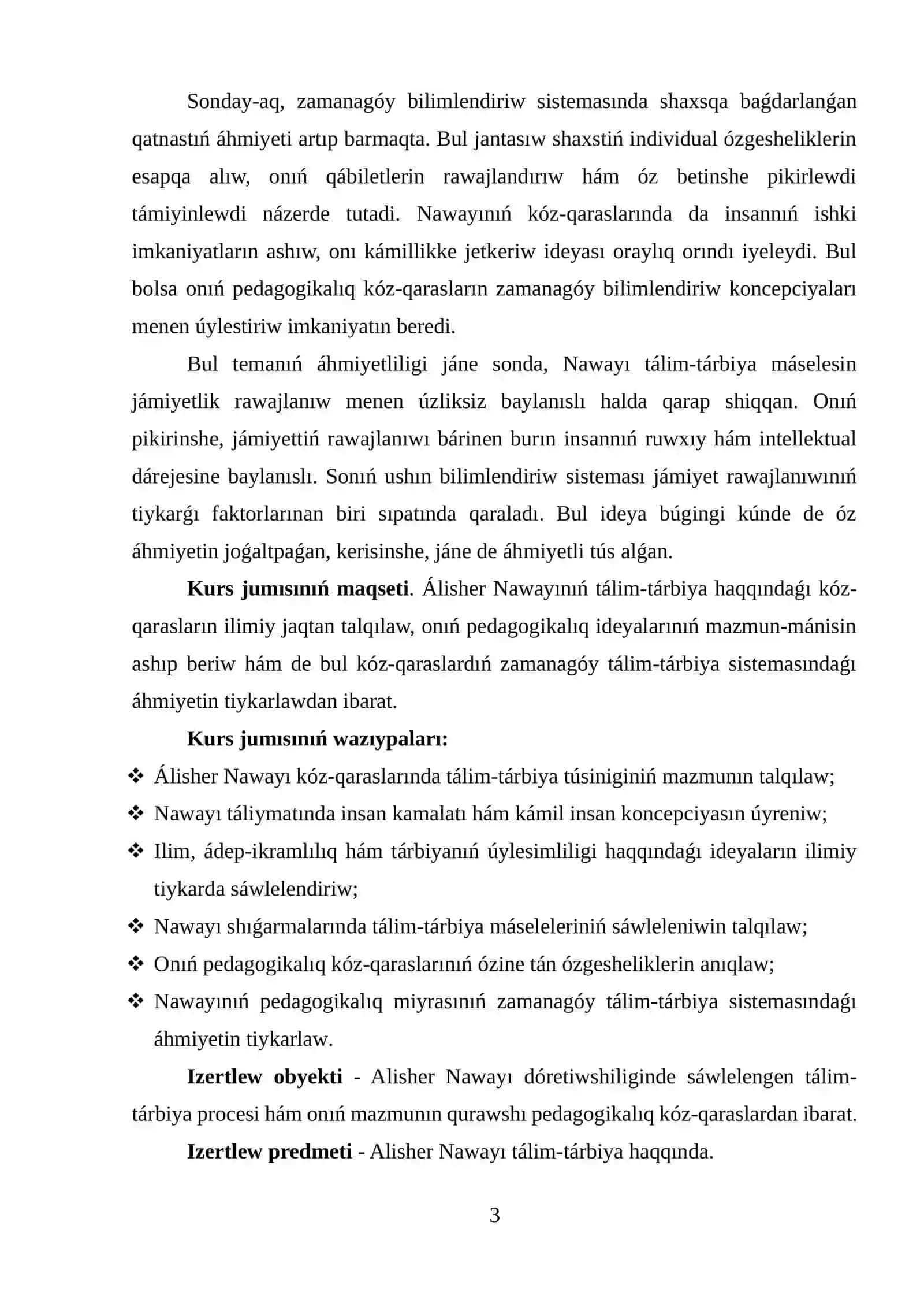 ALISHER NAWAYINIŃ TÁLIM-TÁRBIYA HAQQINDAǴI KÓZ-QARASLARINIŃ ILIMIY-TEORIYALIQ TIYKARLARI 3