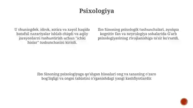 Abu Ali ibn Sinoning dunyoiliga qo'shgan hissasi 3