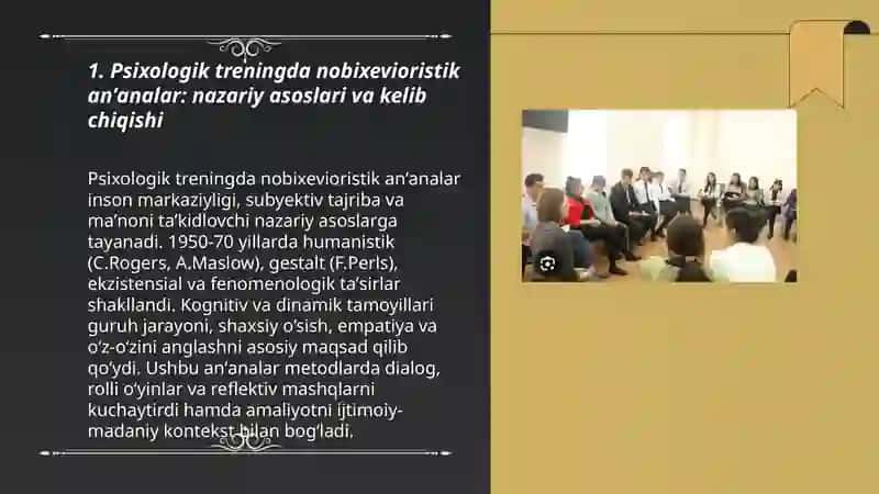 Psixologik treningda nobixevioristik anʼanalarning rivojlanish tarixi 3