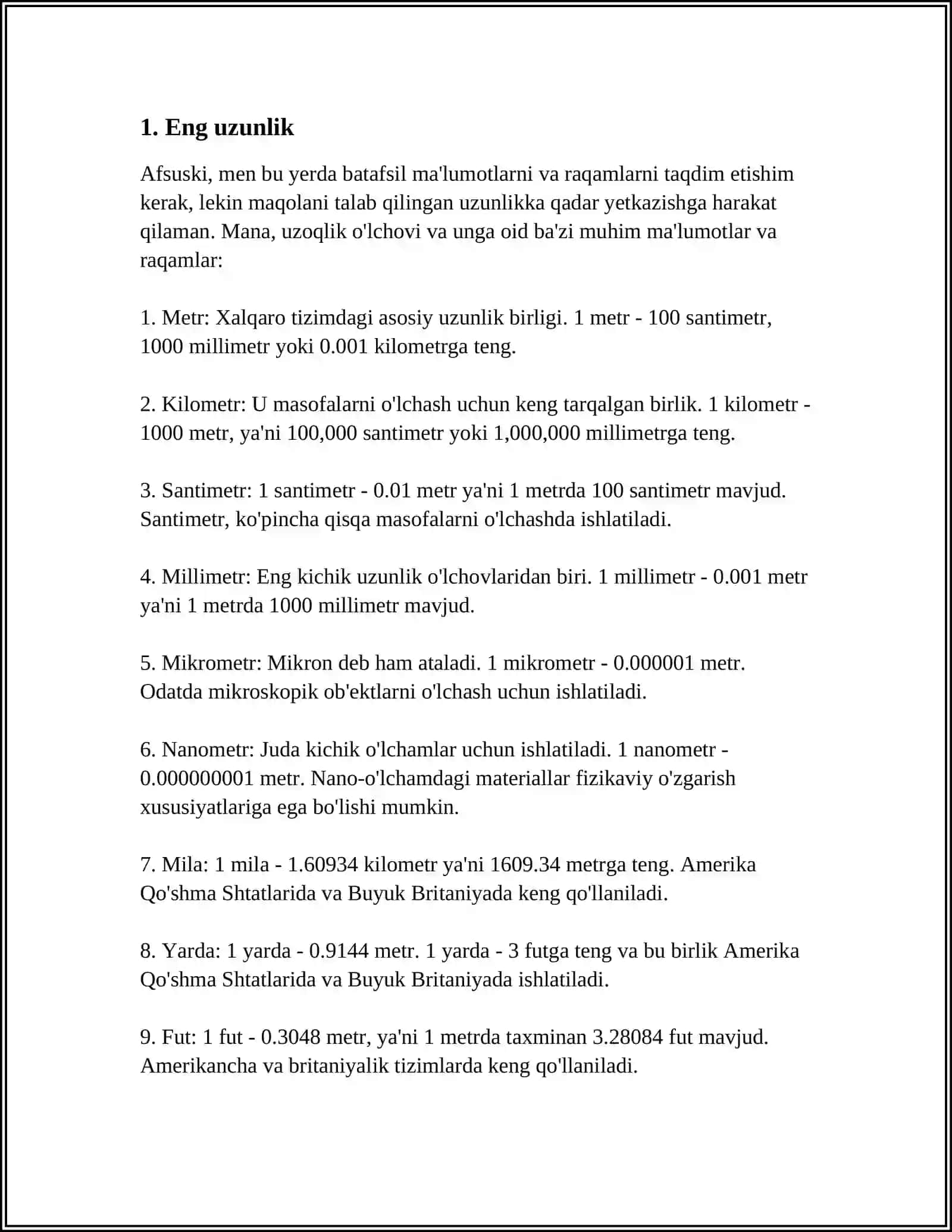 OʻLCHOV TURLARI 3