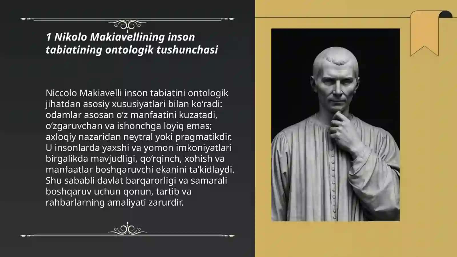 Nikolo Makiavellining ontologik qarashlari 3