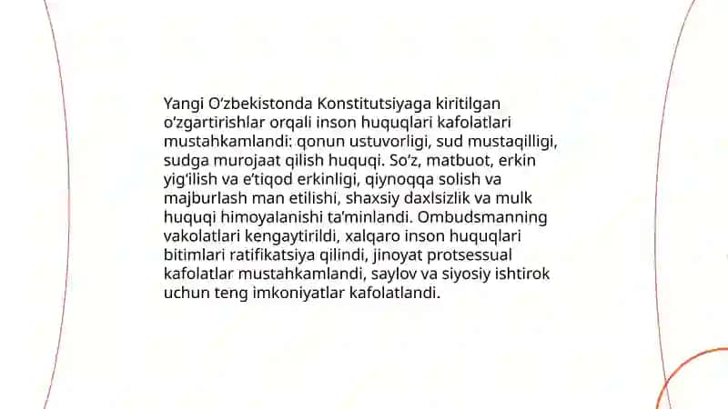 Yangi O‘zbekistonda inson haq-huquqlari va erkinliklari kafolatining yaratilishi 3