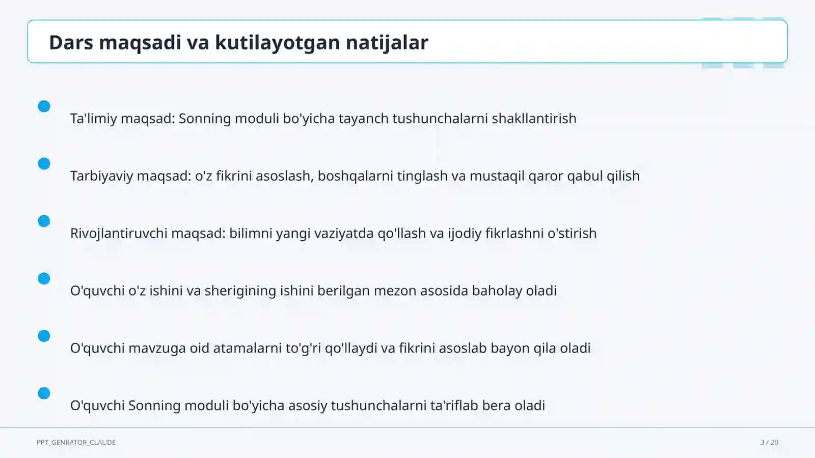 Sonning moduli (6-sinf) 3