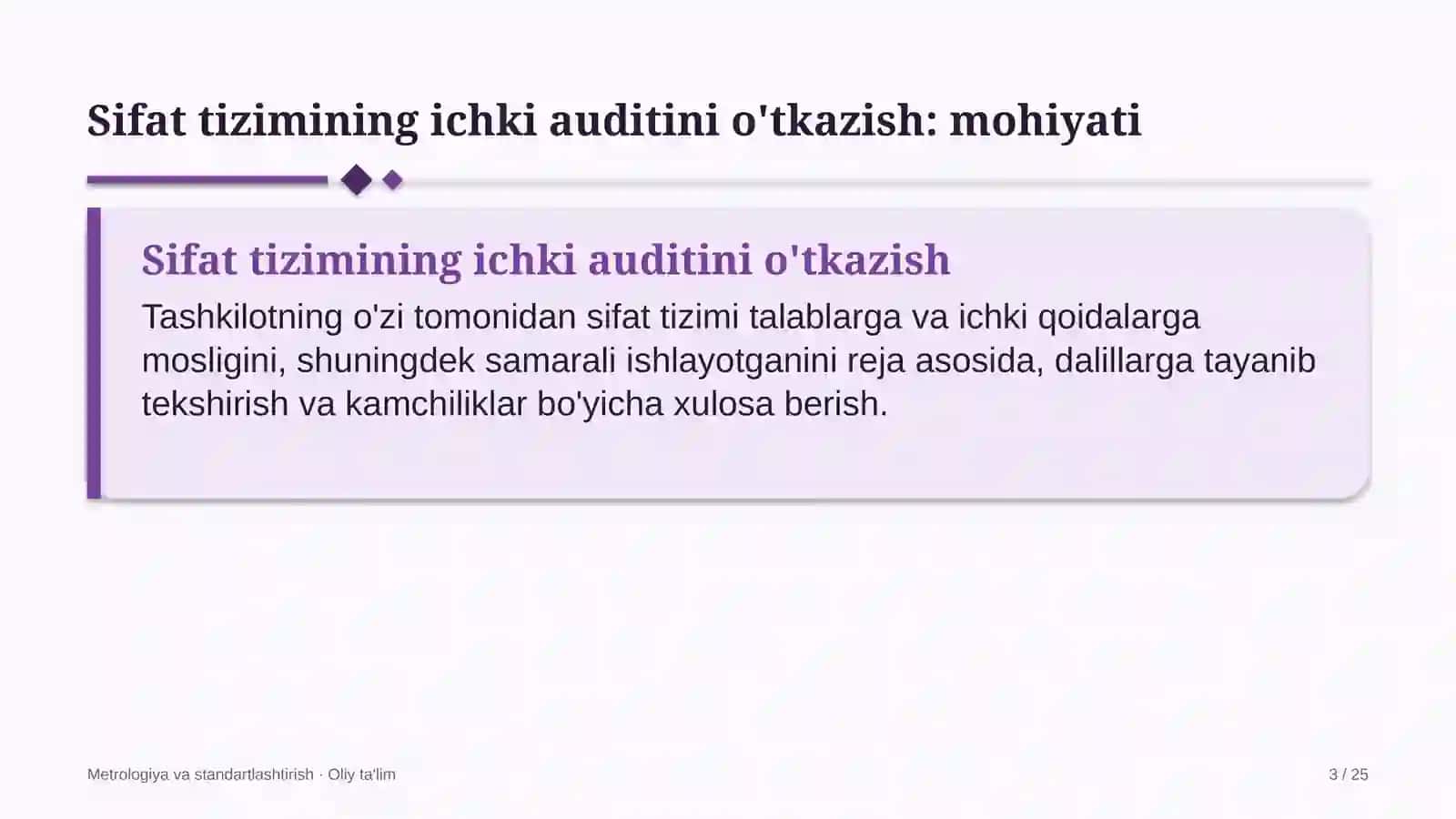 qandolatchilik sexlarida sifat tizimining ichki auditini o'tkazish 7476 3