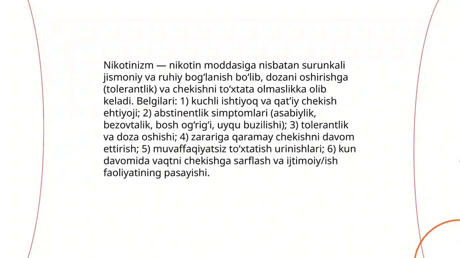 Nikotinizm va uning asoratlari. Nikotinizmning o‘smirlar va ayollar organizmiga ta’siri 3