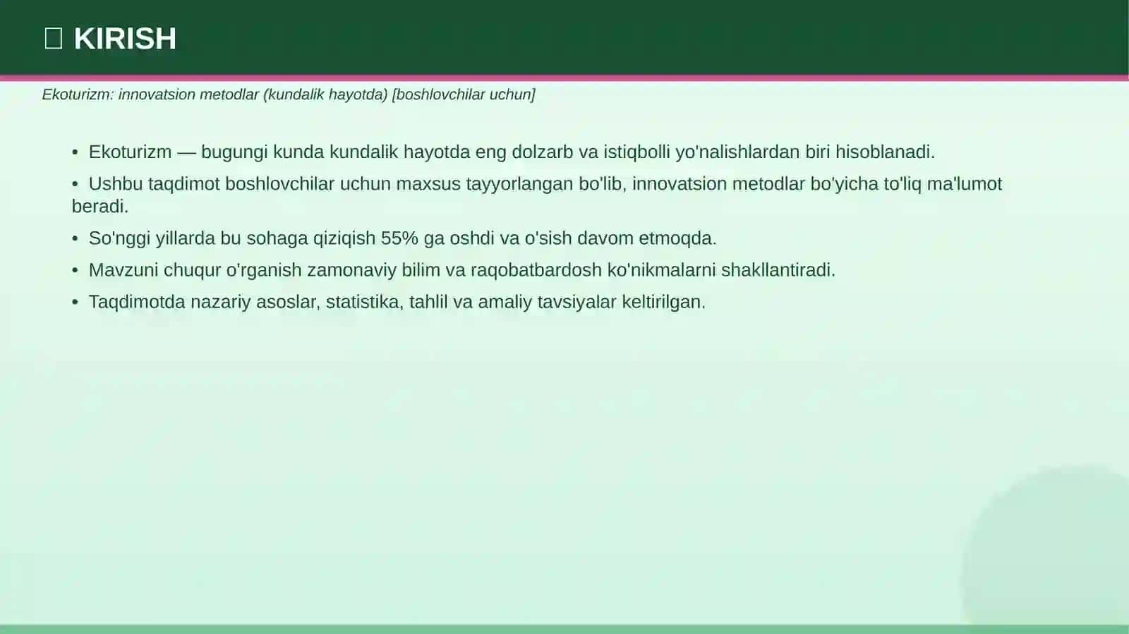 Ekoturizm: innovatsion metodlar (kundalik hayotda) [boshlovchilar uchun] 3