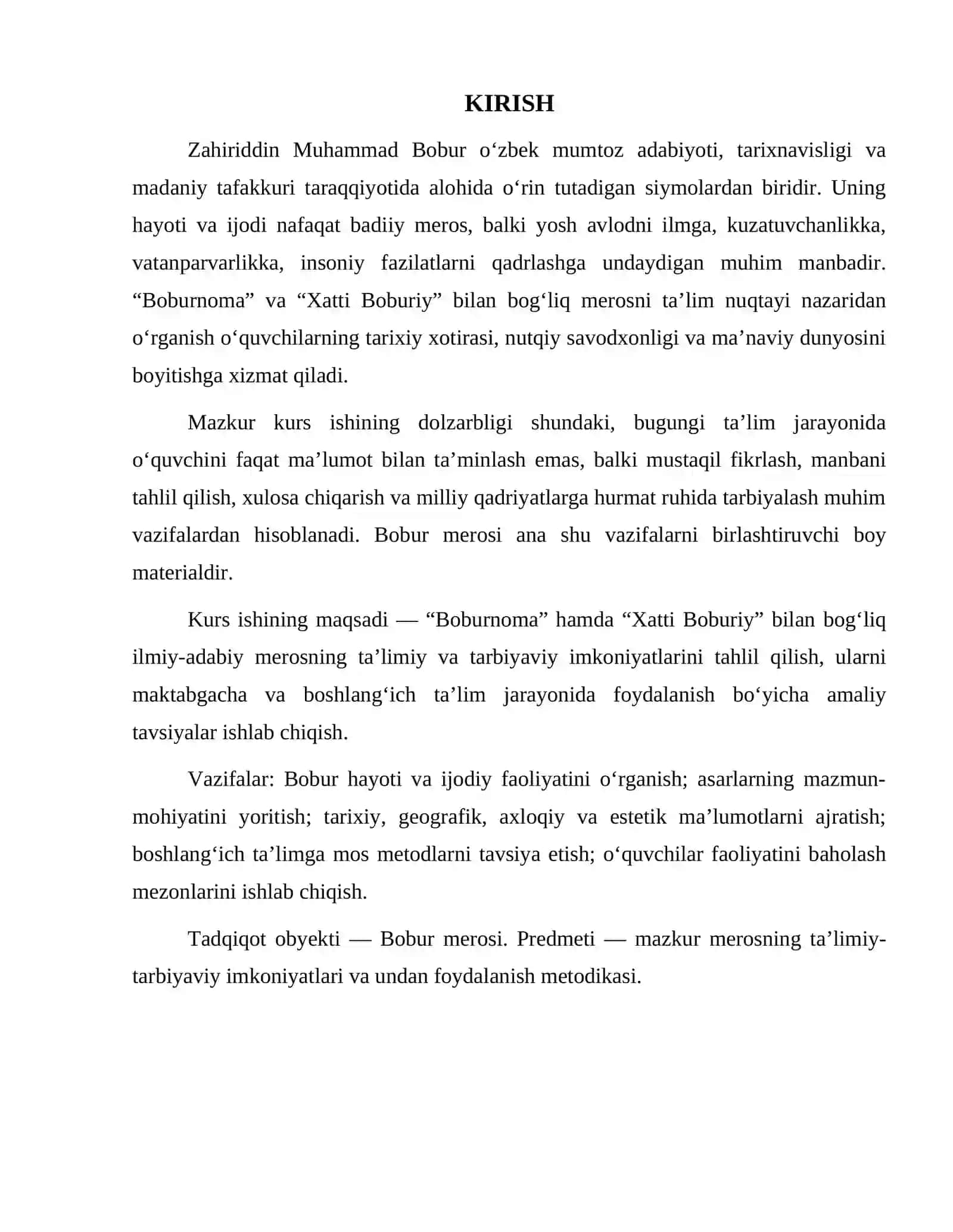 Z.M. BOBURNING “XATTI BOBURIY” HAMDA “BOBURNOMA” ASARLARINING TA’LIMIY-TARBIYAVIY AHAMIYATI 3