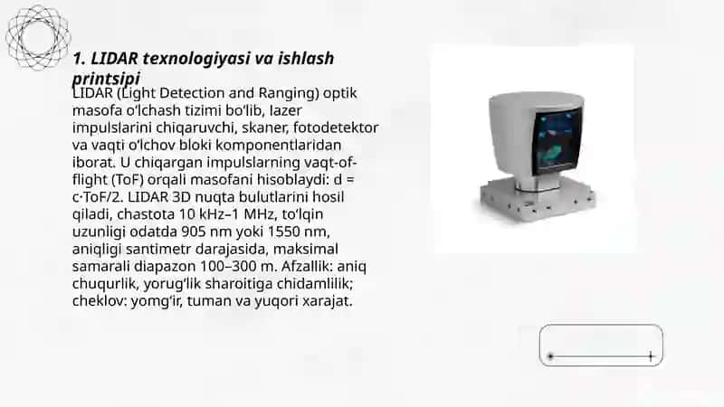 Zarur sensorlar lidar, radar va kamera 3