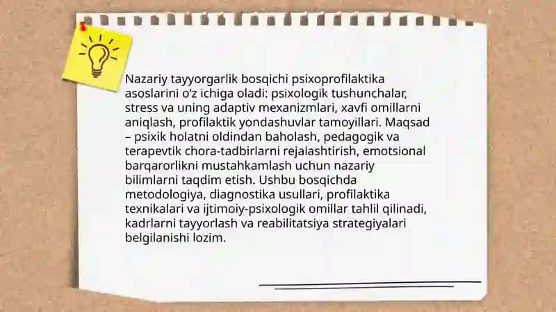 Psixoprofilaktika bosqichlari 3