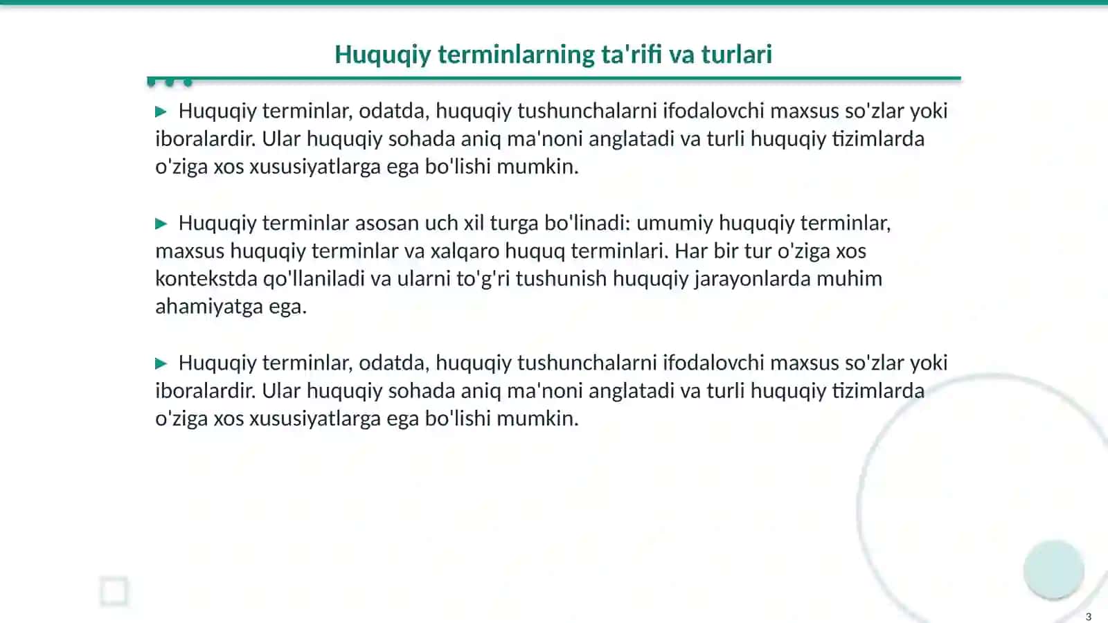Huquq sohasiga oid terminlar boʻyicha nostandart testlar tuzish 3